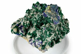 Cerussite and Sparkling Azurite on Green Malachite - Congo #348532
