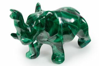 Polished Banded Malachite Elephant Carving - DR Congo #349283