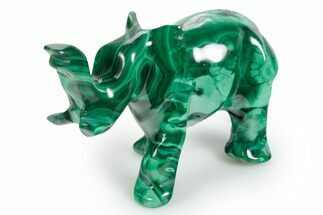 Polished Banded Malachite Elephant Carving - DR Congo #349295