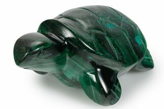Flowery Malachite Turtle Carving - DR Congo #349302