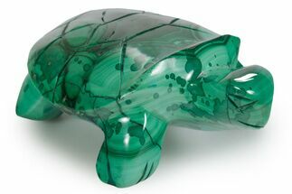 Flowery Malachite Turtle Carving - DR Congo #349342