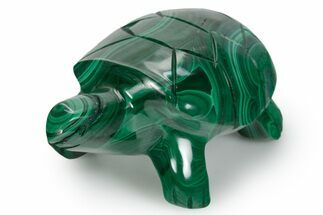 Flowery Malachite Turtle Carving - DR Congo #349344