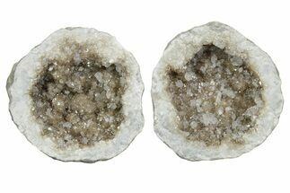 Keokuk Geode with Calcite Crystals (Pair) - Missouri #349527