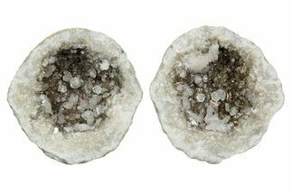 Keokuk Geode with Calcite Crystals (Pair) - Missouri #349530