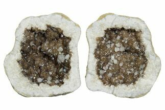 Keokuk Geode with Iridescent Calcite Crystals (Pair) - Missouri #349531