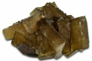 Golden Barite Crystals On Purple Fluorite - Xiefang Mine, China #350745
