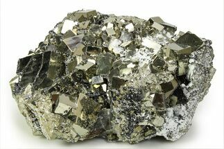 Spectacular Cubic Pyrite Crystals with Quartz & Sphalerite - Peru #350806
