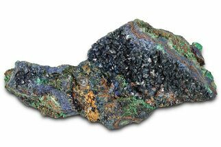 Sparkling Azurite Crystals with Fibrous Malachite - China #350790