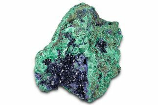 Sparkling Azurite Crystals with Fibrous Malachite - China #350804