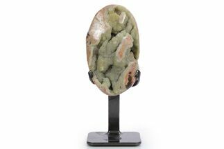 Sparkling Green Druzy Quartz Formation on Metal Stand #357204