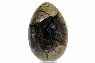 Septarian Dragon Egg Geode - Sparkly Black Crystals #359074