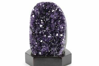 Deep Purple Amethyst Geode With Wood Base - Uruguay #360467