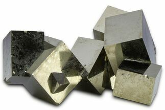 Shiny, Natural Pyrite Cube Cluster - Navajun, Spain #361796