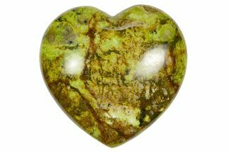 Polished Green Pistachio Opal Heart - Madagascar #361584