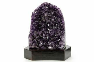 Deep Purple Amethyst Geode With Wood Base - Uruguay #364433