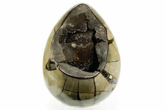 Septarian Dragon Egg Geode - Sparkly Black Crystals #364458