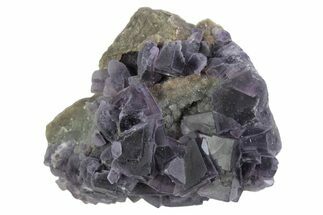 Purple Cubic Fluorite Crystal Cluster on Druzy Quartz - China #364638