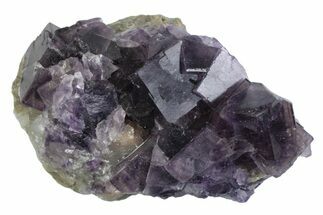 Purple Cubic Fluorite Crystal Cluster on Druzy Quartz - China #364669