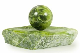 Polished Noble Serpentine Sphere with Base - Washington #367360