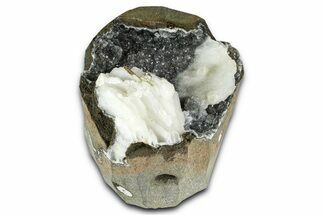 Druzy Quartz Encrusted Calcite Crystals in Basalt - India #367821