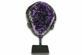 Deep-Purple Amethyst Geode With Metal Stand - Uruguay #368357
