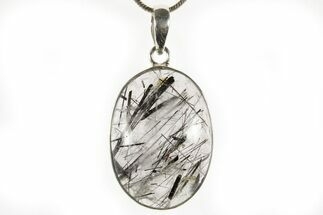Glassy Tourmalinated Quartz Pendant - Sterling Silver #369898