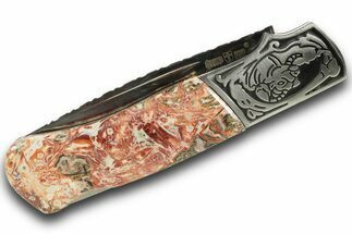 Pocket Knife with Leopard Stone Inlays #370813