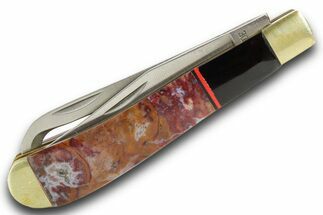 Pocket Knife with Jasper and Obsidian Inlays #370830