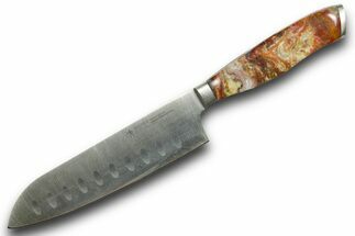 Santoku Knife with Colorful Agate and Jasper Inlays #370849