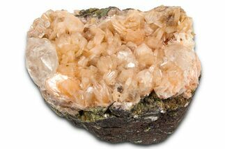 Gemmy Calcite Crystals on Peach Stilbite - India #369399