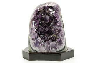Deep Purple Amethyst Geode With Wood Base - Uruguay #371783