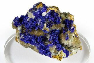 Sparkling Blue Azurite Crystals on Smithsonite - Congo #372243