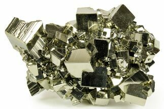 Gleaming Striated Cubic Pyrite Cluster - Peru #372788