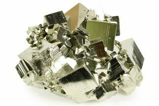 Gleaming Striated Cubic Pyrite Cluster - Peru #372794