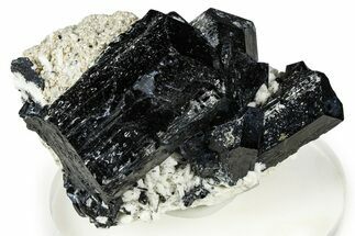 Lustrous Black Tourmaline (Schorl) Crystals w/ Feldspar - Namibia #373645