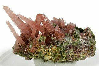 Hematite Quartz Crystals on Lustrous Epidote - Peru (New Find) #375539