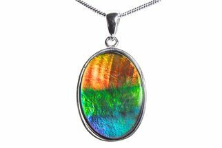 Stunning Ammolite Oval Pendant - Sterling Silver #376216