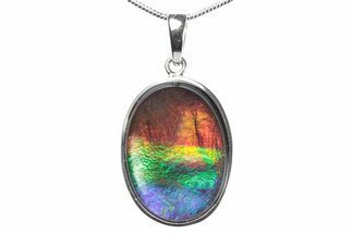 Stunning Ammolite Oval Pendant - Sterling Silver #376217