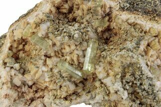 Lustrous Green-Yellow Apatite Crystals on Feldspar - Morocco #376618