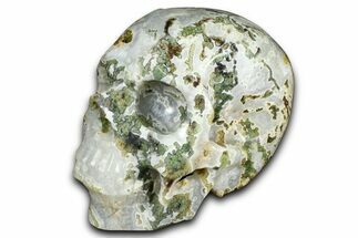 Carved Moss Agate Crystal Skull - India #378696