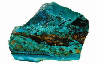 Polished Banded Chrysocolla Slice - Bagdad Mine, Arizona #378909