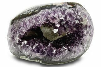 Sparkly Deep-Purple Amethyst Geode with Calcite Crystal - Uruguay #378188