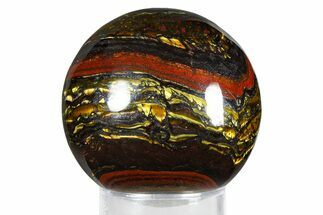 Polished Tiger Iron Stromatolite Sphere - Billion Years #379561