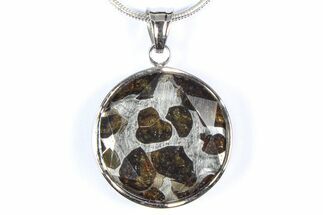 Sericho Pallasite Round Meteorite Pendant - Kenya #380557
