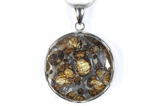 Sericho Pallasite Round Meteorite Pendant - Kenya #380565