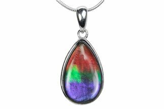 Stunning Ammolite Tear Drop Pendant - Sterling Silver #380683