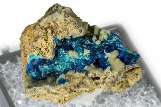 Vibrant Blue Veszelyite Crystals on Hemimorphite - China #380493