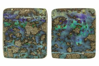 Polished Colorful Boulder Opal Split Pair - Queensland, Australia #381753