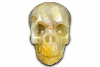 Realistic Yellow and White Aventurine Crystal Skull #382120