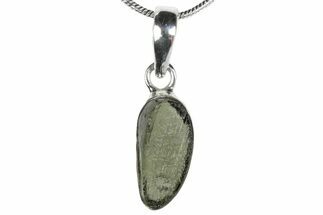 Green Moldavite Tektite Pendant ( g) - Sterling Silver #382697